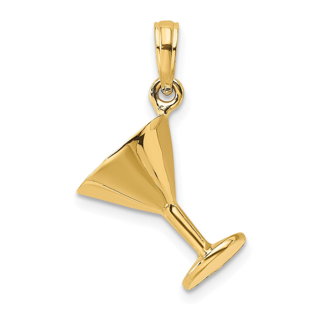 14K 3-D Polished Martini Glass Charm