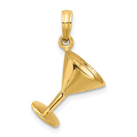 14K 3-D Polished Martini Glass Charm