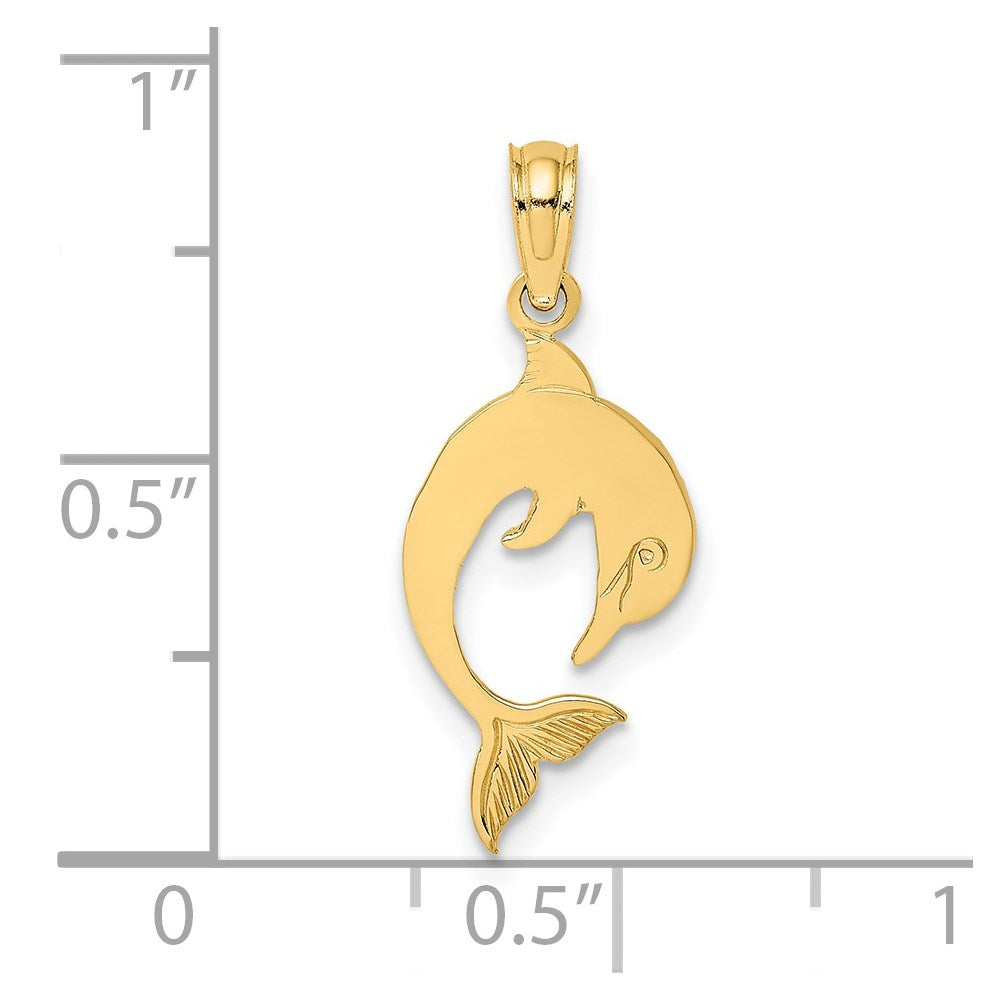 14K Flat and Polished Dolphin Charm 3