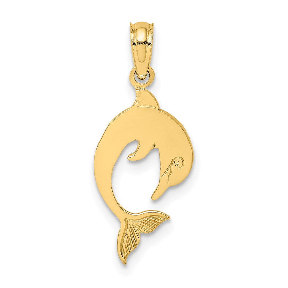 14K Flat and Polished Dolphin Charm 1