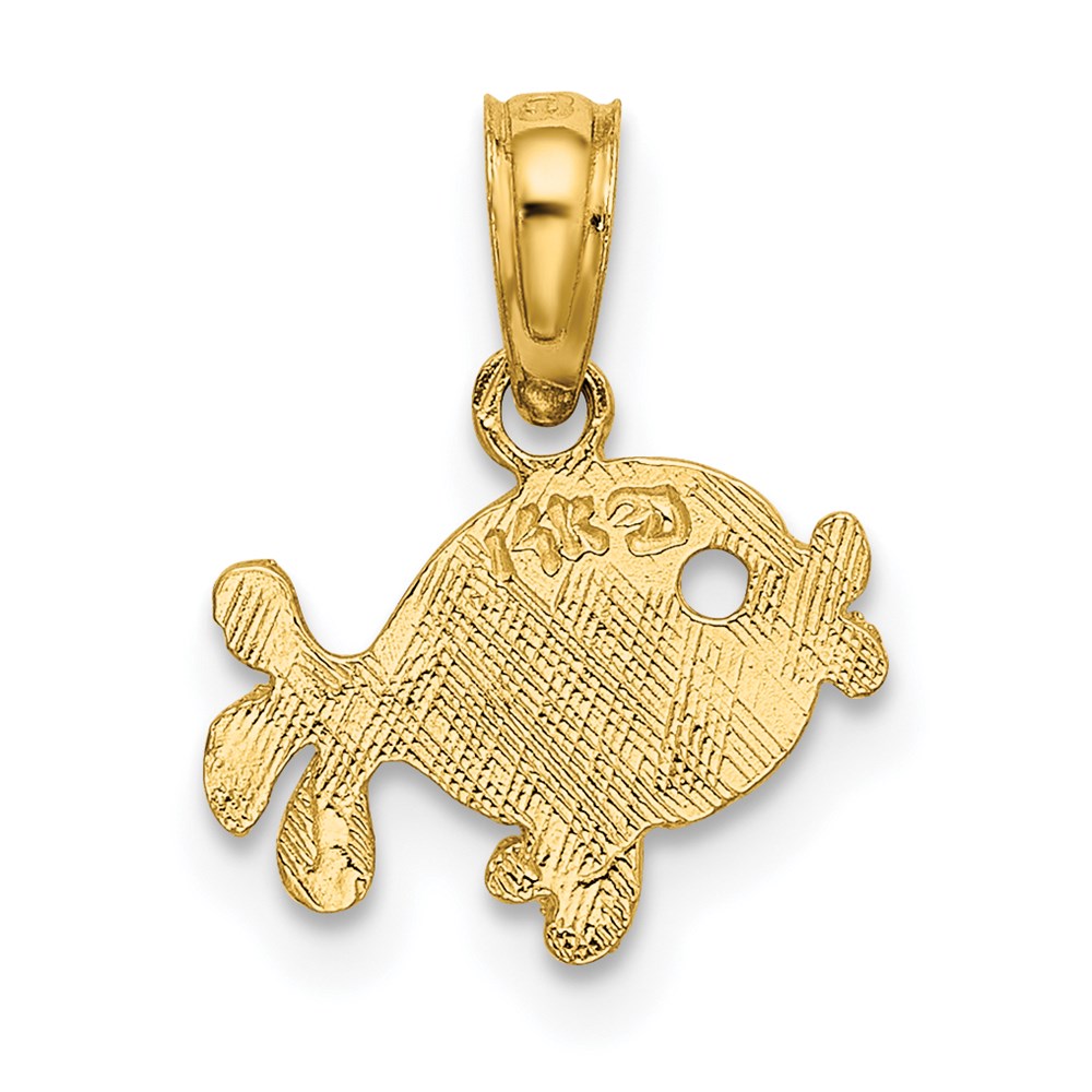 14K Flat Engraved Playful Fish Charm 4