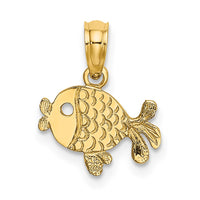 14K Flat Engraved Playful Fish Charm 1