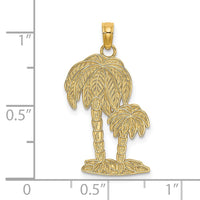 14K 2-D Textured Double Palm Trees Charm