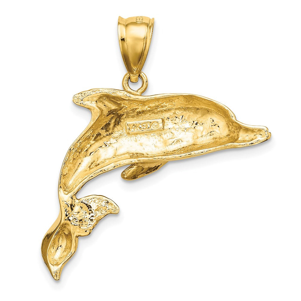 14K 2-D Polished Engraved Dolphin Charm 4