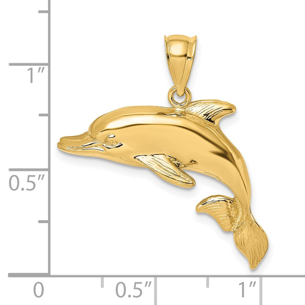 14K 2-D Polished Engraved Dolphin Charm 3