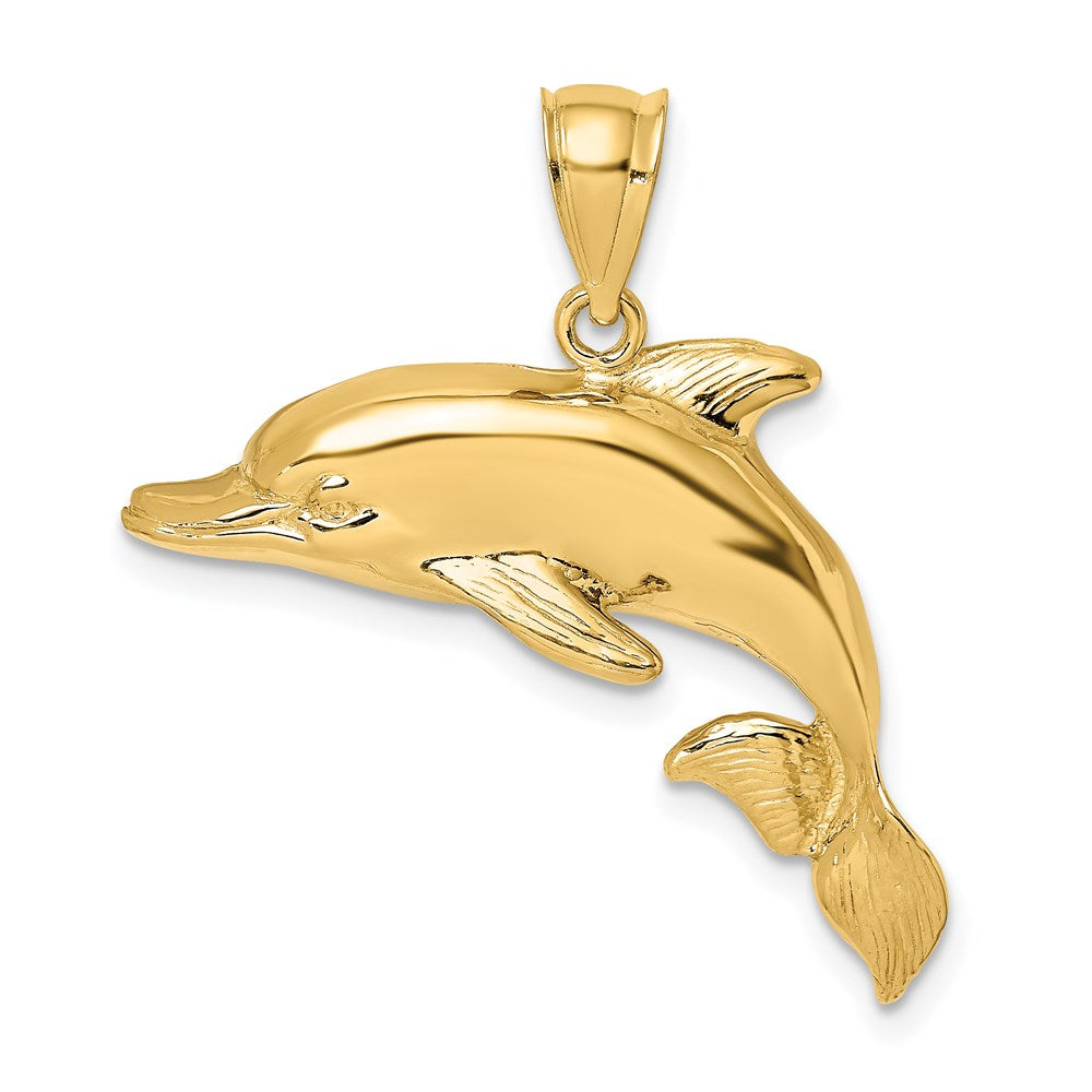 14K 2-D Polished Engraved Dolphin Charm 1