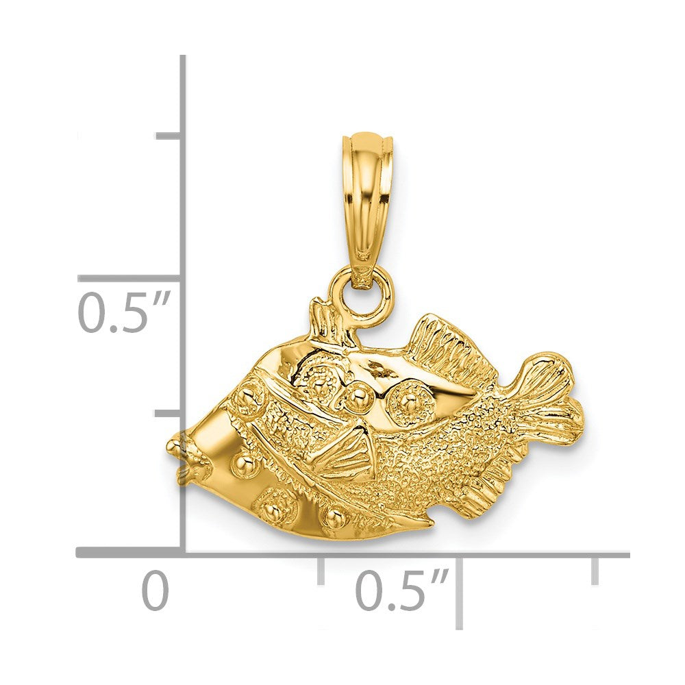 14K 2-D Polished  Engraved Fish Charm 3