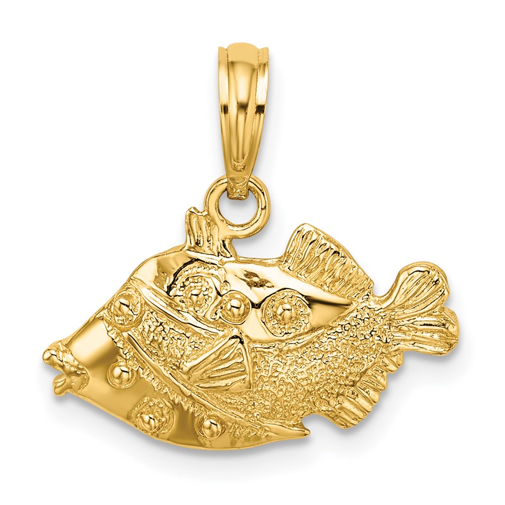 14K 2-D Polished  Engraved Fish Charm 1