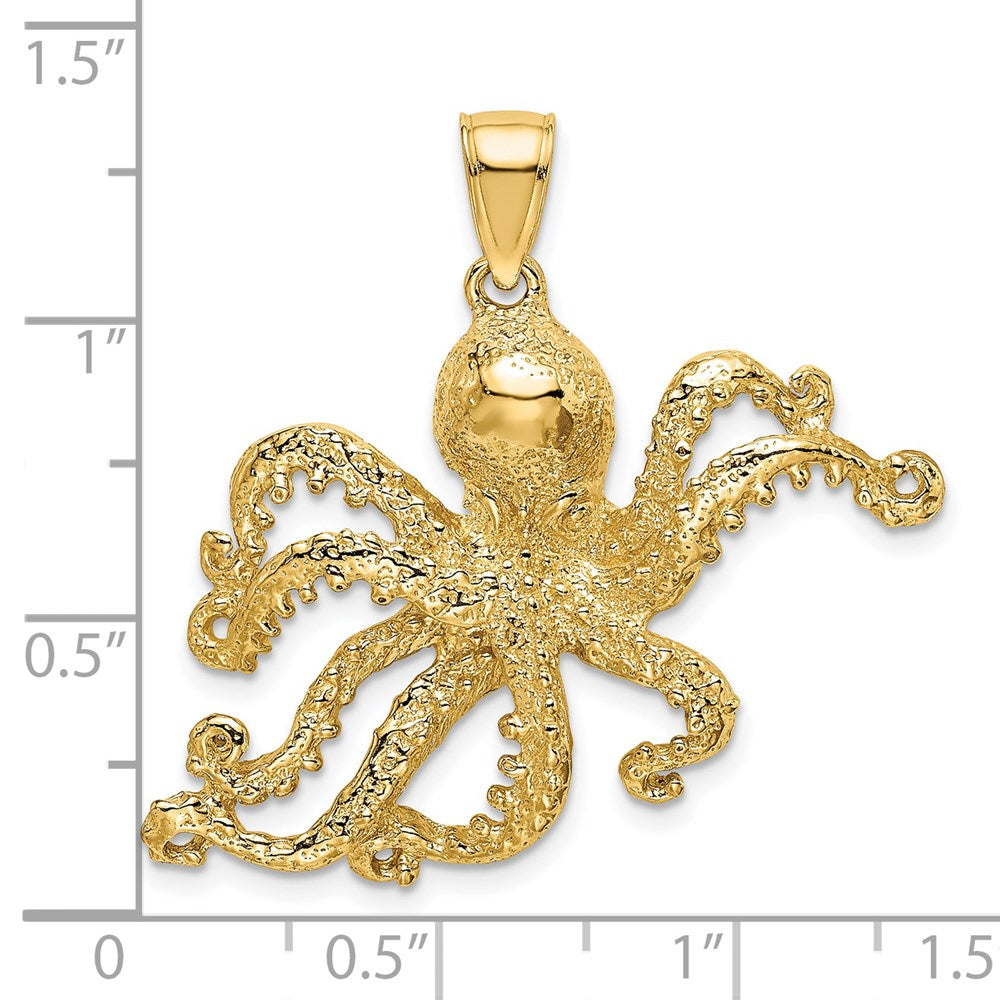 14K Textured Octopus Charm 3