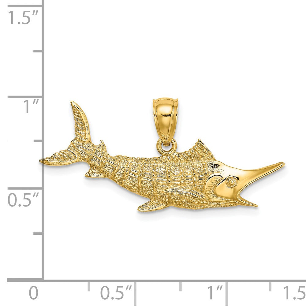 14K 2-D Textured Marlin Fish Charm 3