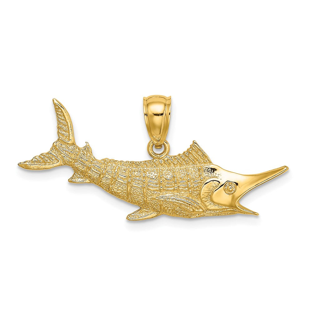 14K 2-D Textured Marlin Fish Charm 1