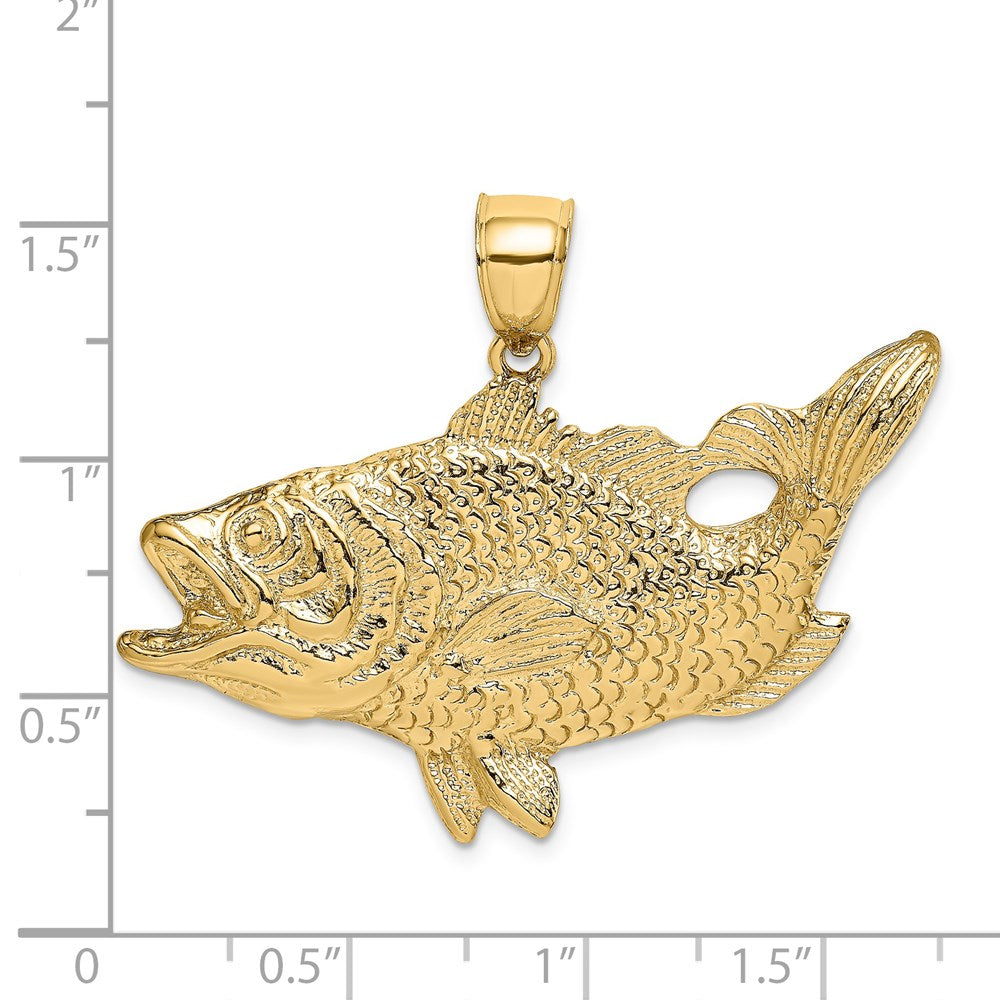 14K Open Mouth Bass Fish Charm 3