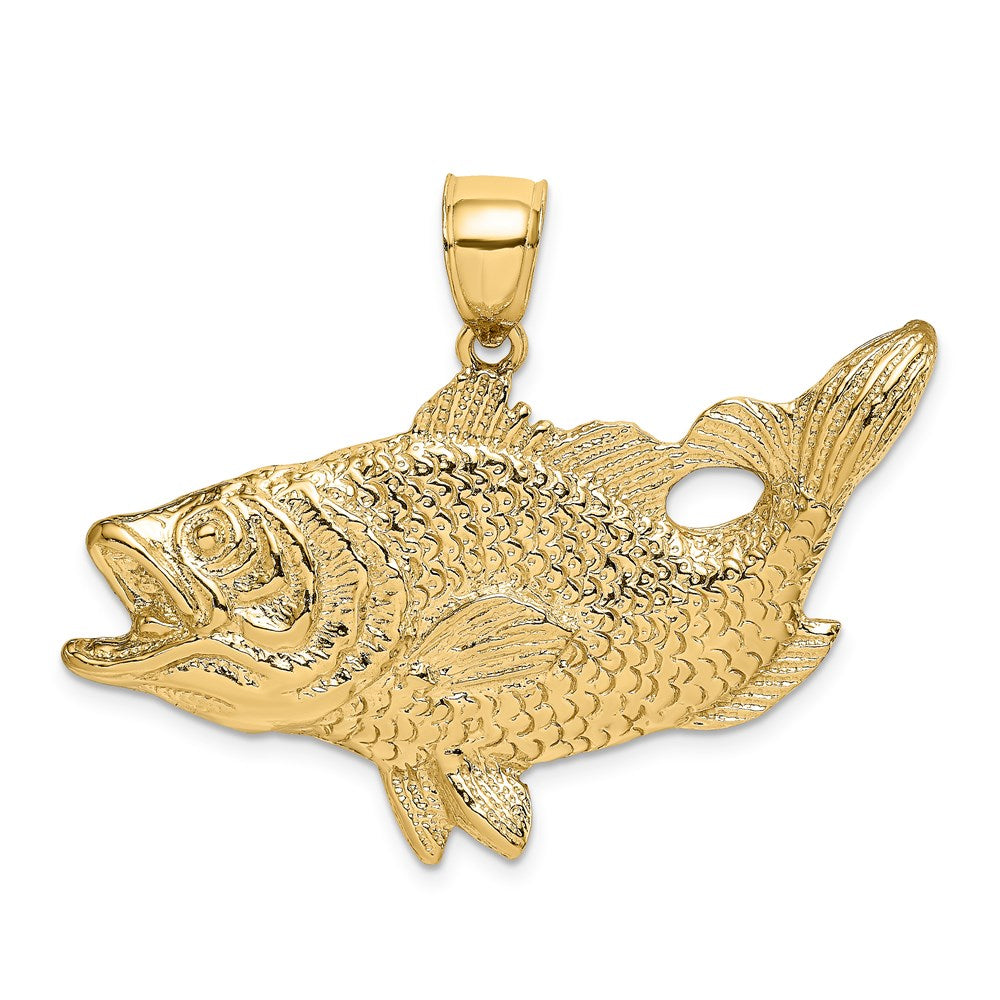 14K Open Mouth Bass Fish Charm 1