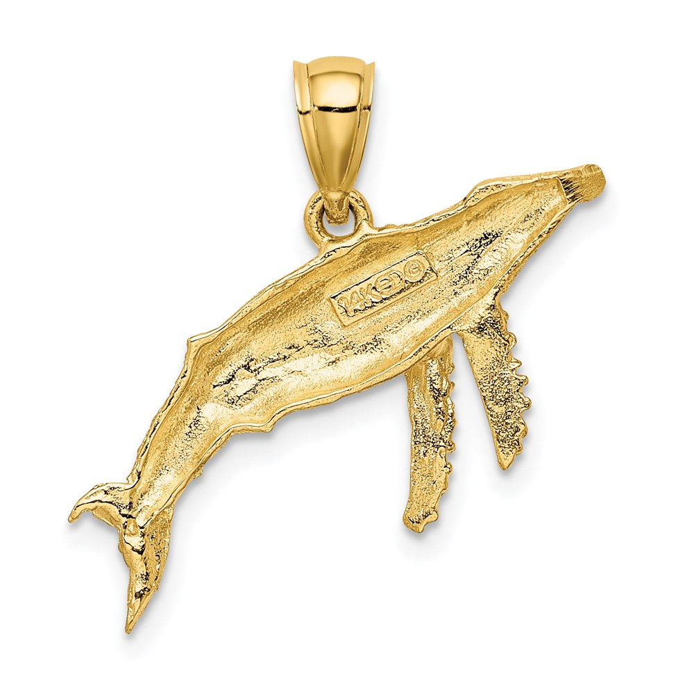 14K 2-D Textured Whale Charm 3