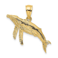 14K 2-D Textured Whale Charm 1