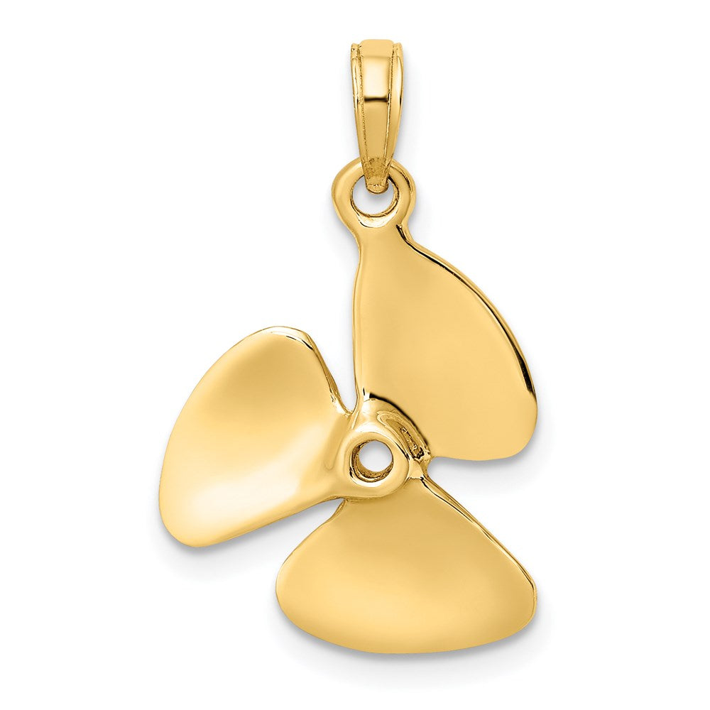 14K 3-D Polished Three Blade Propeller Charm