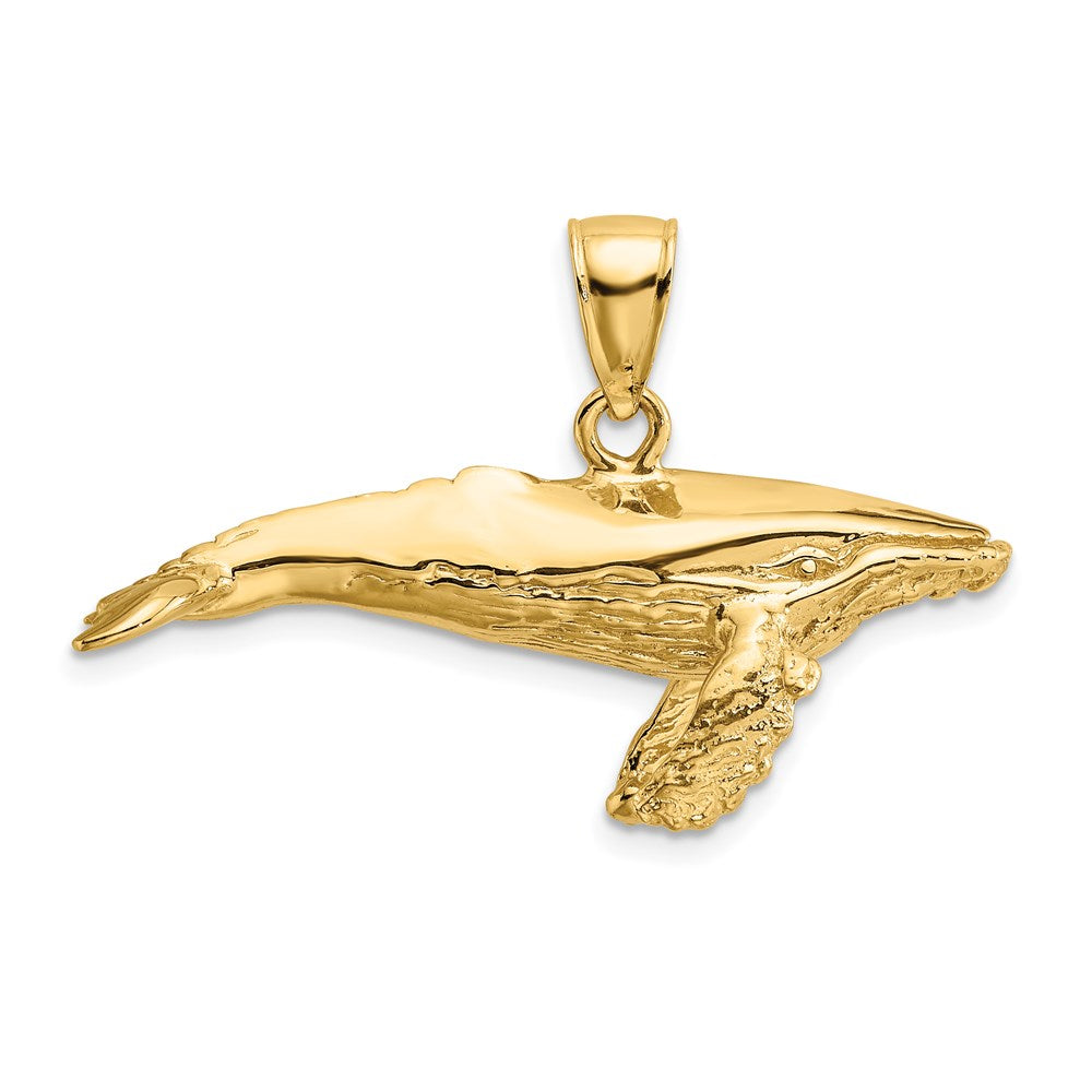 14K 3-D Textured Underside Humpback Whale Charm 3