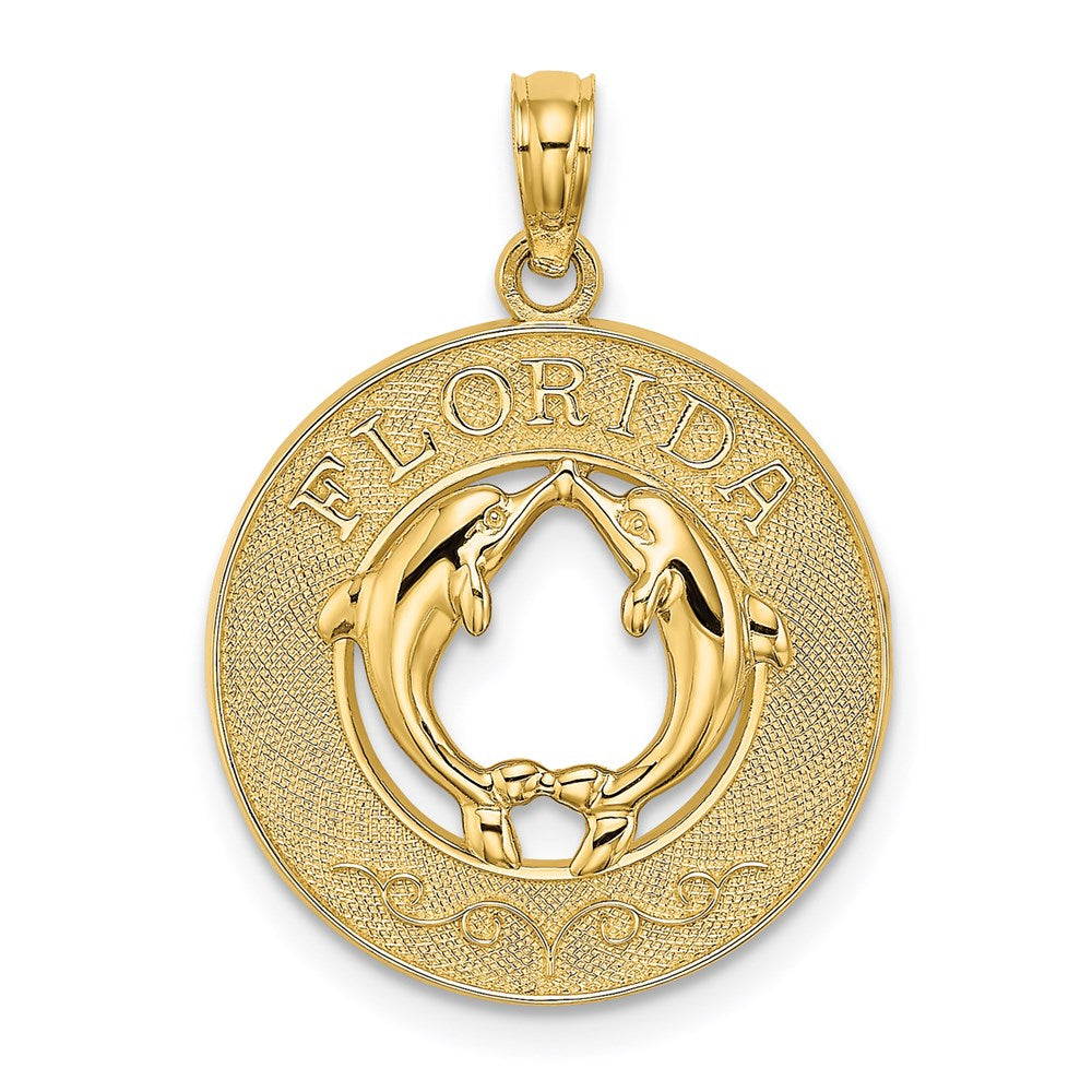 14K FLORIDA w/Dolphins Circle Charm 1