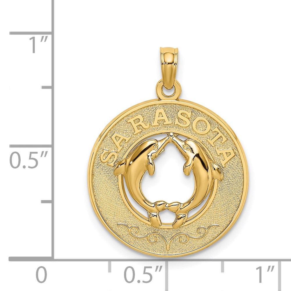 14K SARASOTA w/Dolphins Circle Charm 3