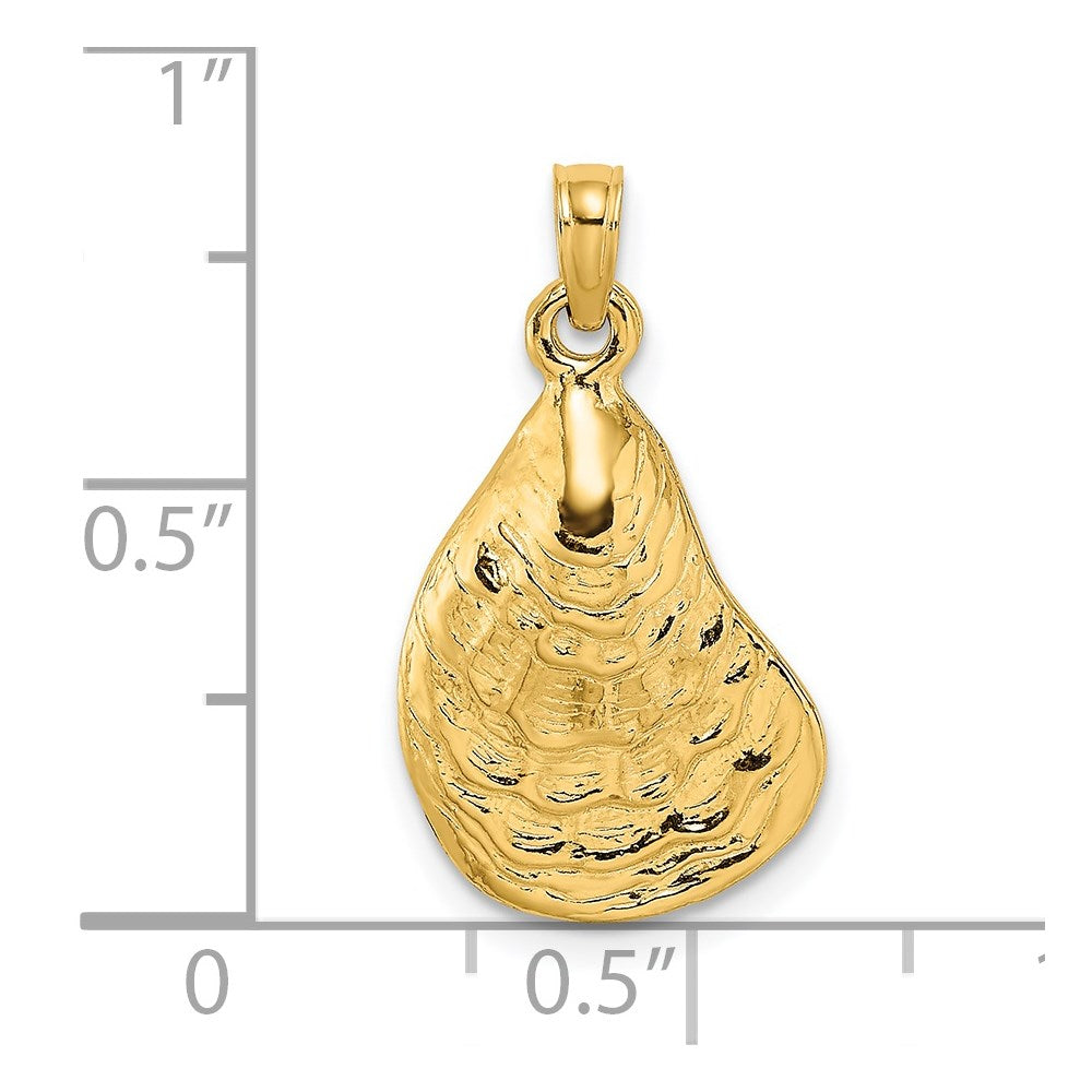 14K Textured and Polished Oyster Shell Charm