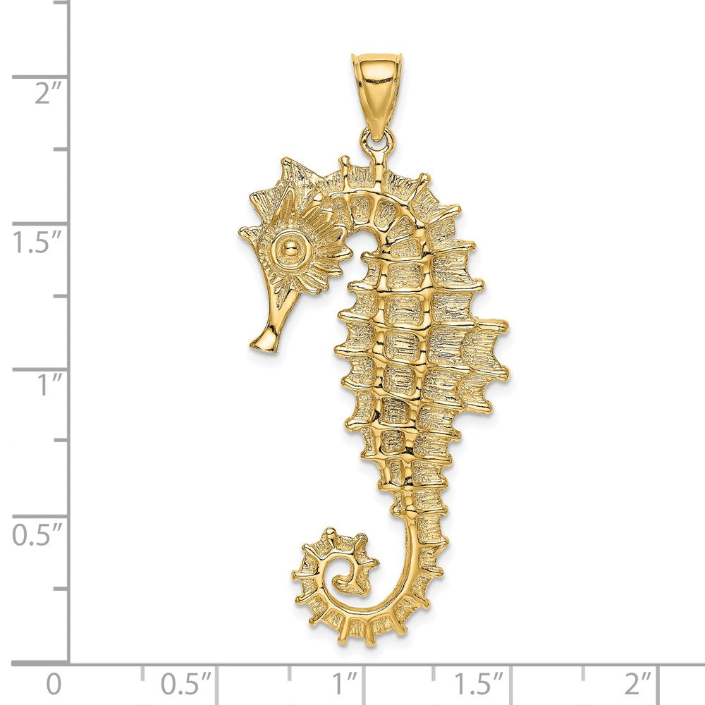 14K Textured 3-D Seahorse Charm 3