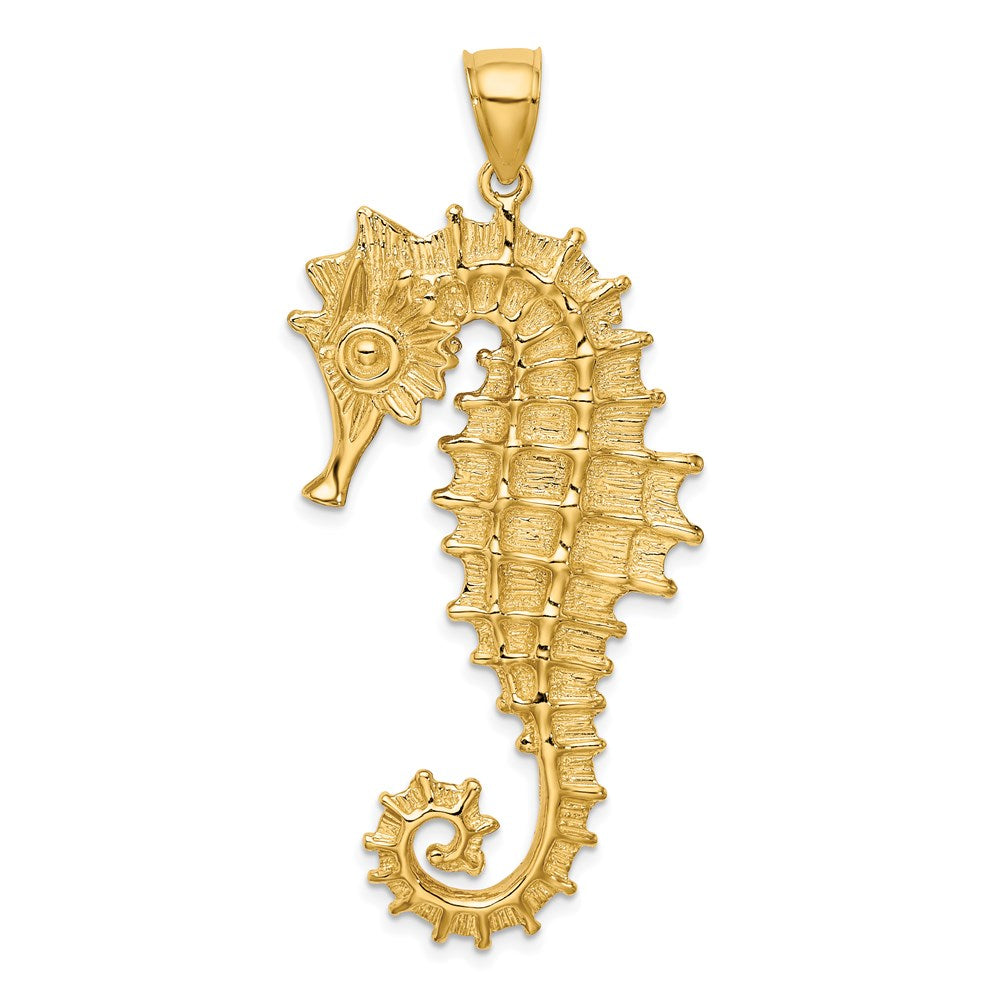 14K Textured 3-D Seahorse Charm 1