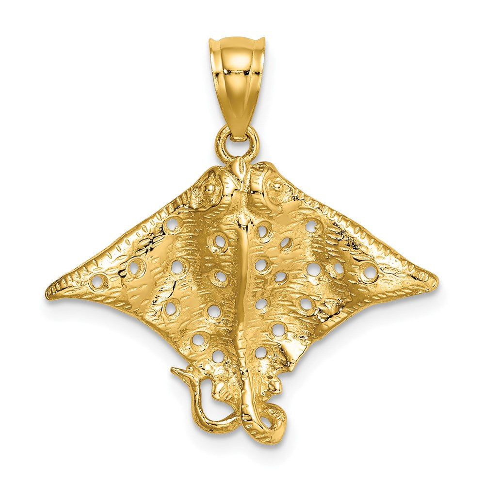 14K Spotted Eagle Ray with Holes Charm 1