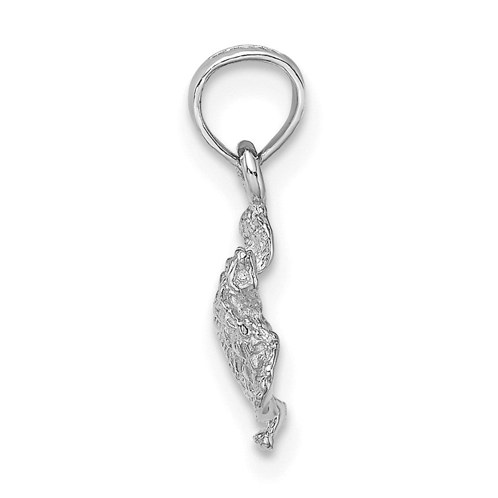 14K White Gold Textured Sea Turtle Charm 2