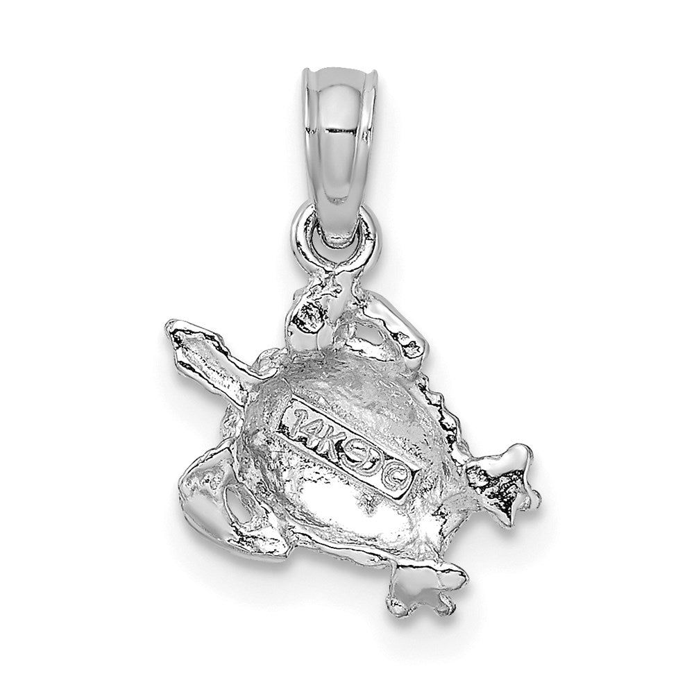 14K White Gold Textured Sea Turtle Charm 4