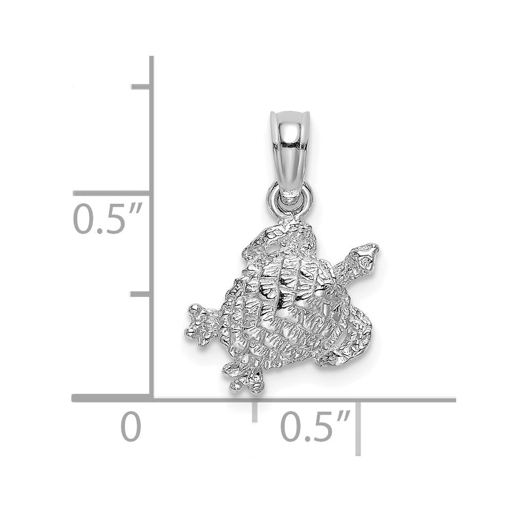 14K White Gold Textured Sea Turtle Charm 3