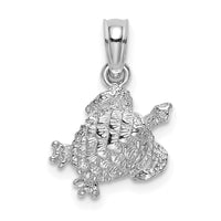 14K White Gold Textured Sea Turtle Charm 1