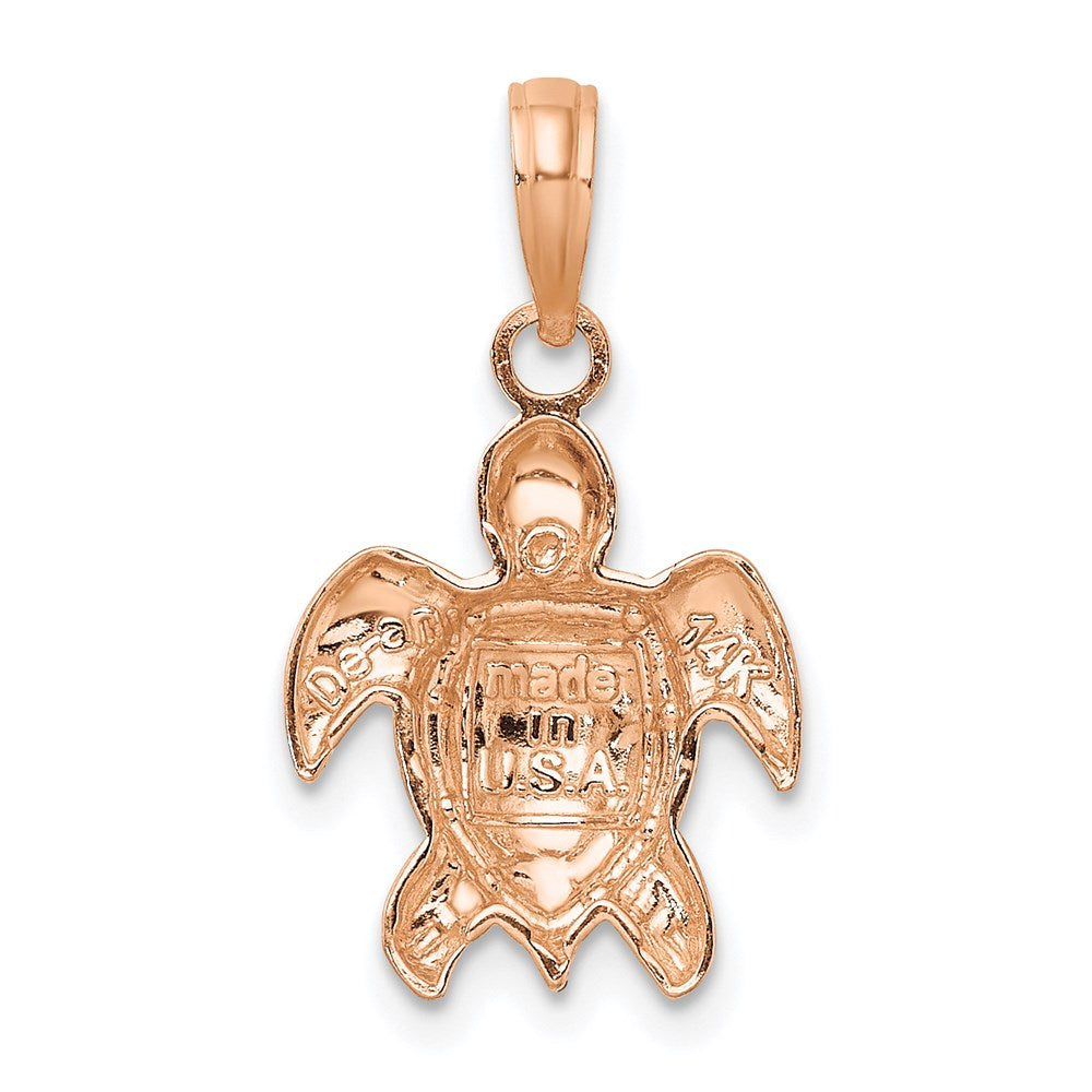 14K Rose Gold Textured Sea Turtle Charm 4