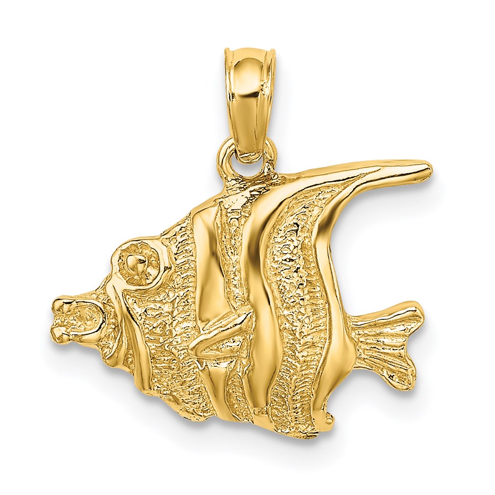 14K Polished Engraved FISH Charm