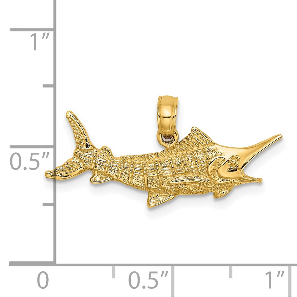 14K Textured 2-D Marlin Fish Charm 3