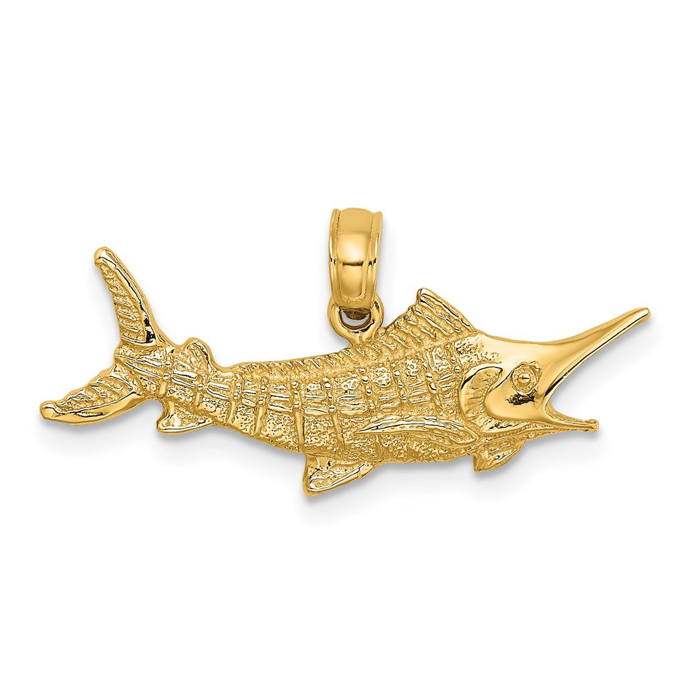 14K Textured 2-D Marlin Fish Charm 1