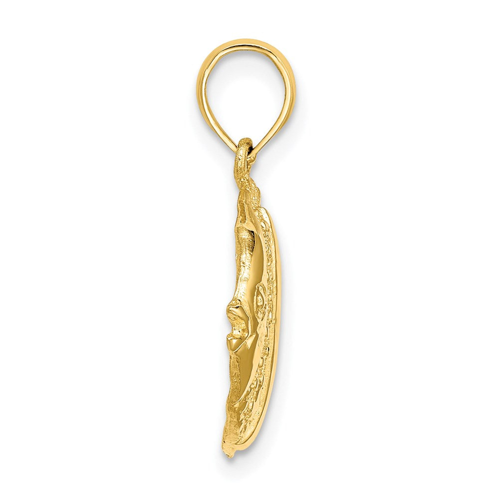 14K Polished  Engraved Fish Charm 2