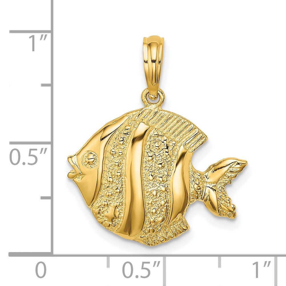 14K Polished  Engraved Fish Charm 3