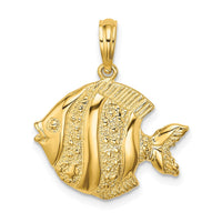 14K Polished  Engraved Fish Charm 1