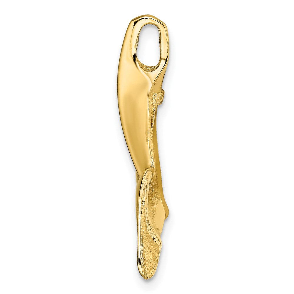 14K 3-D Polished Engraved Whale Tail Chain Slide 2