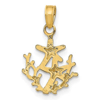 14K Textured Mini Double Starfish and Coral Charm 4