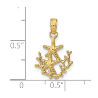 14K Textured Mini Double Starfish and Coral Charm 3