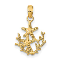 14K Textured Mini Double Starfish and Coral Charm 1