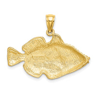 14K Polished /Engraved Striped Fish Charm 4