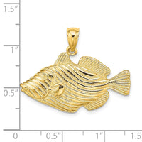 14K Polished /Engraved Striped Fish Charm 3