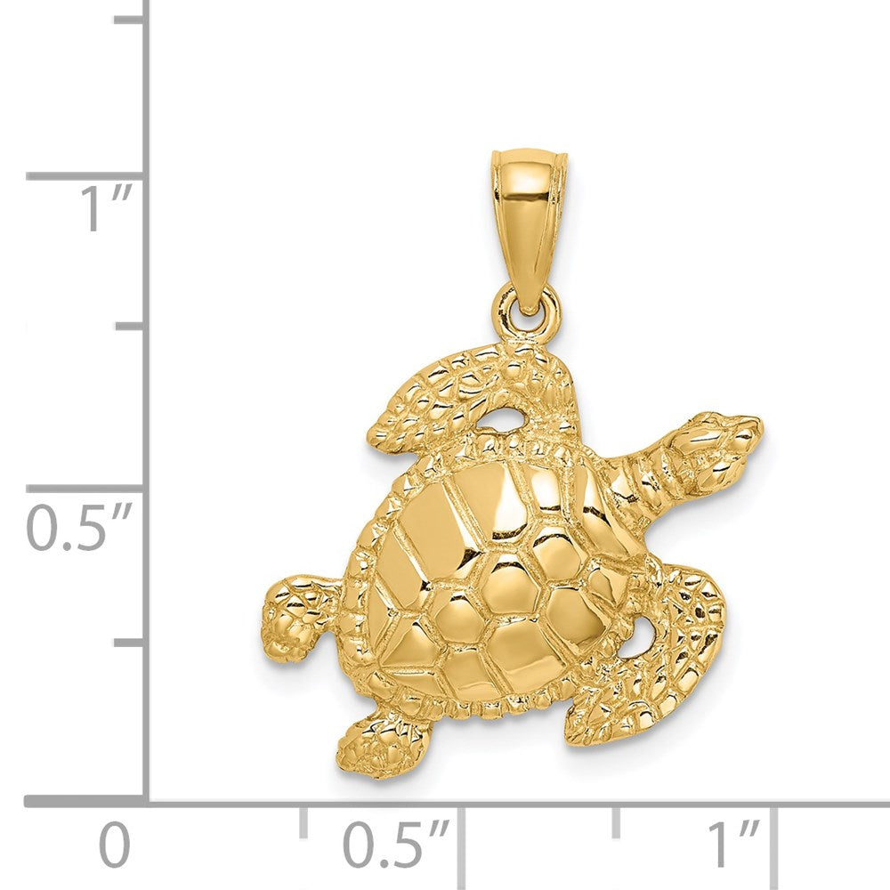 14K Textured Sea Turtle Charm 3