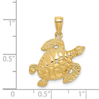 14K Textured Sea Turtle Charm 3