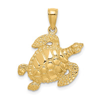 14K Textured Sea Turtle Charm 1