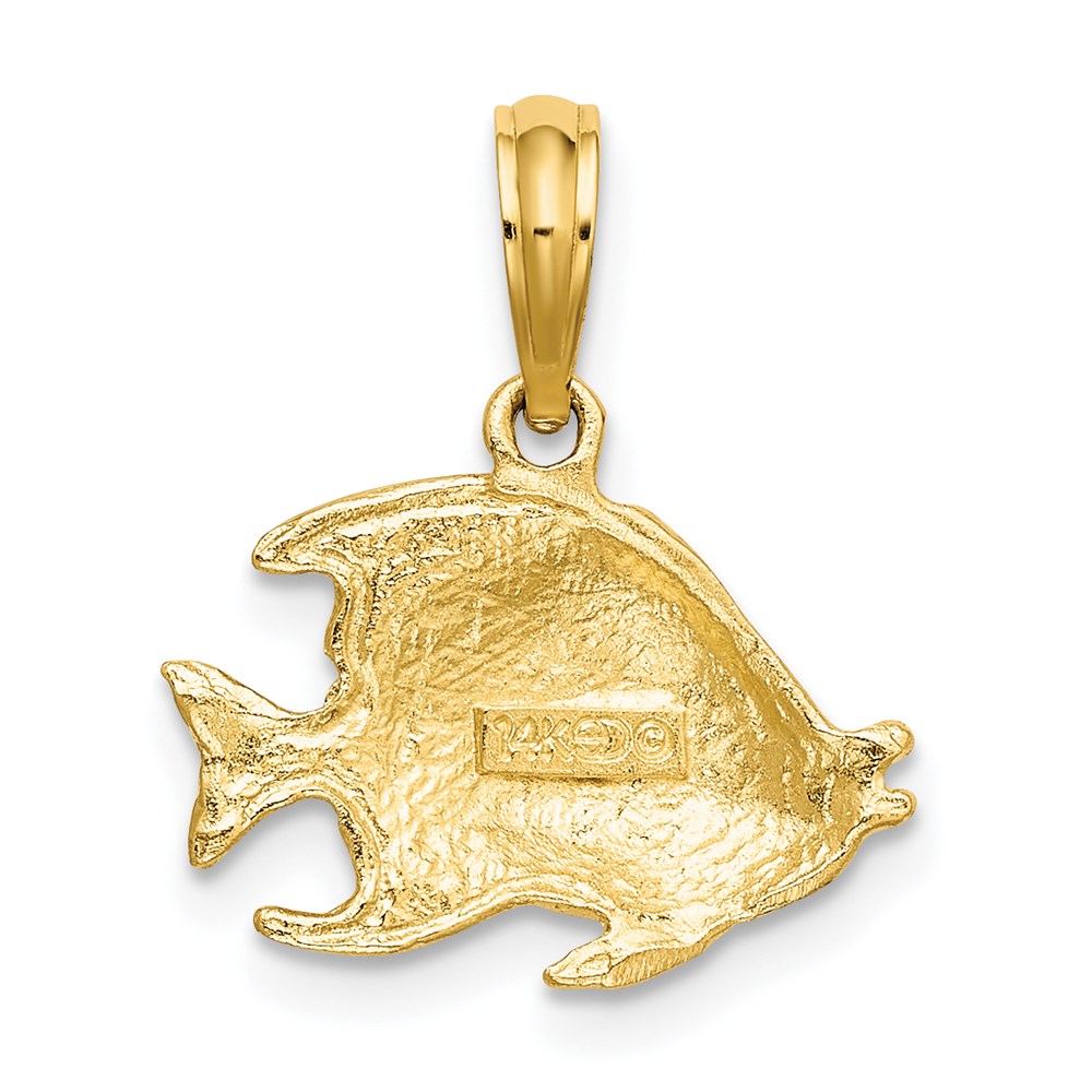 14K Polished Textured Fish Charm 4