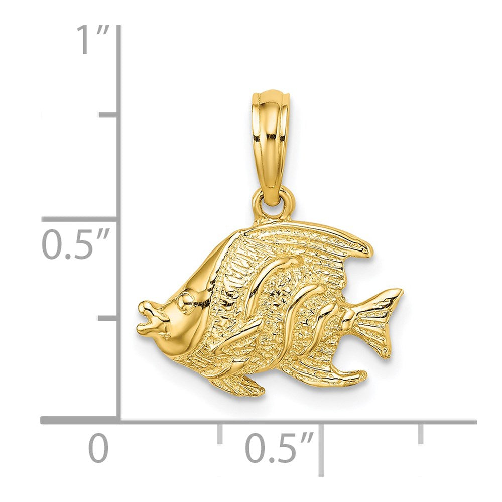 14K Polished Textured Fish Charm 3