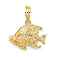 14K Polished Textured Fish Charm 1